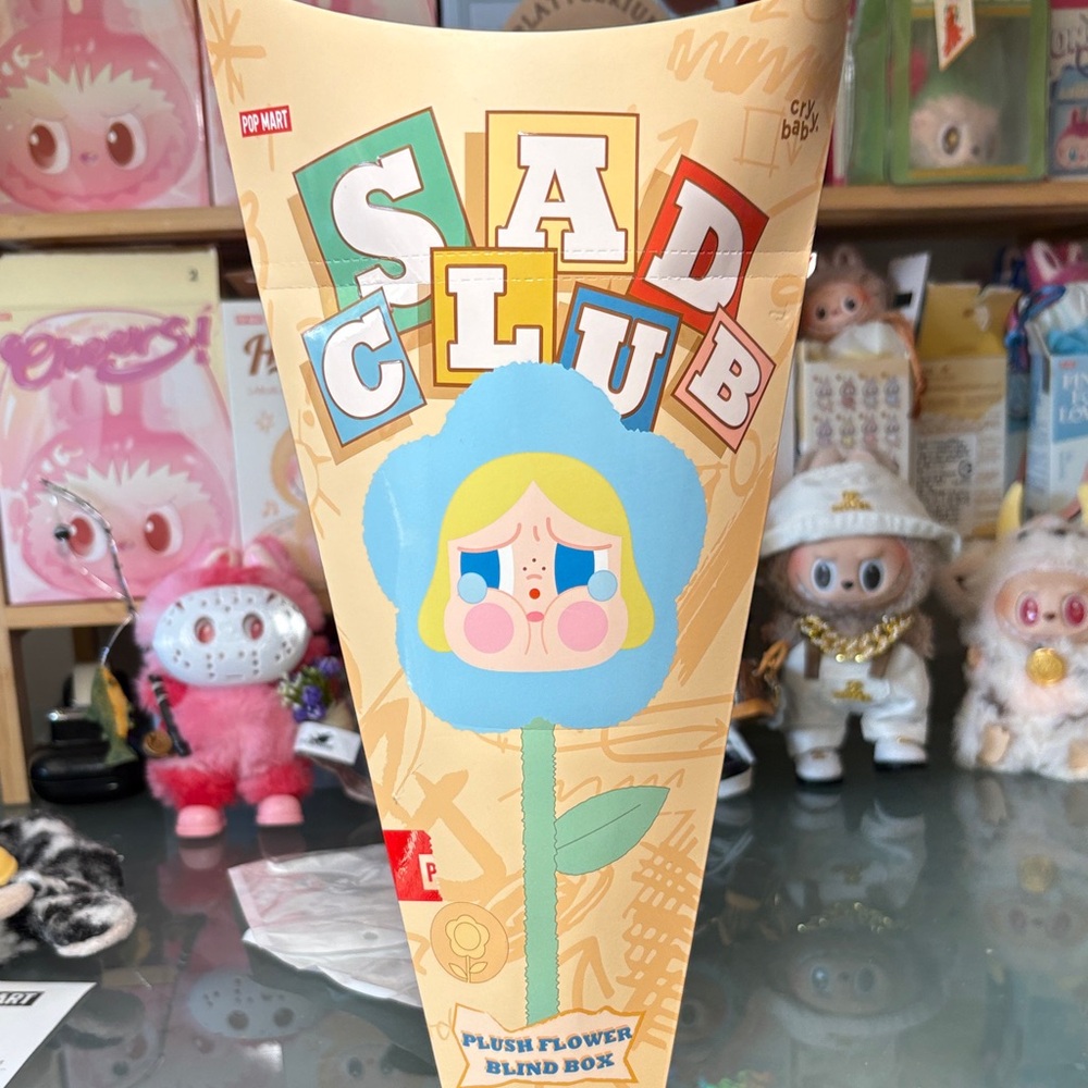 PopMart Cry Baby Sad Club Plush Flower opened Sunshine Yellow